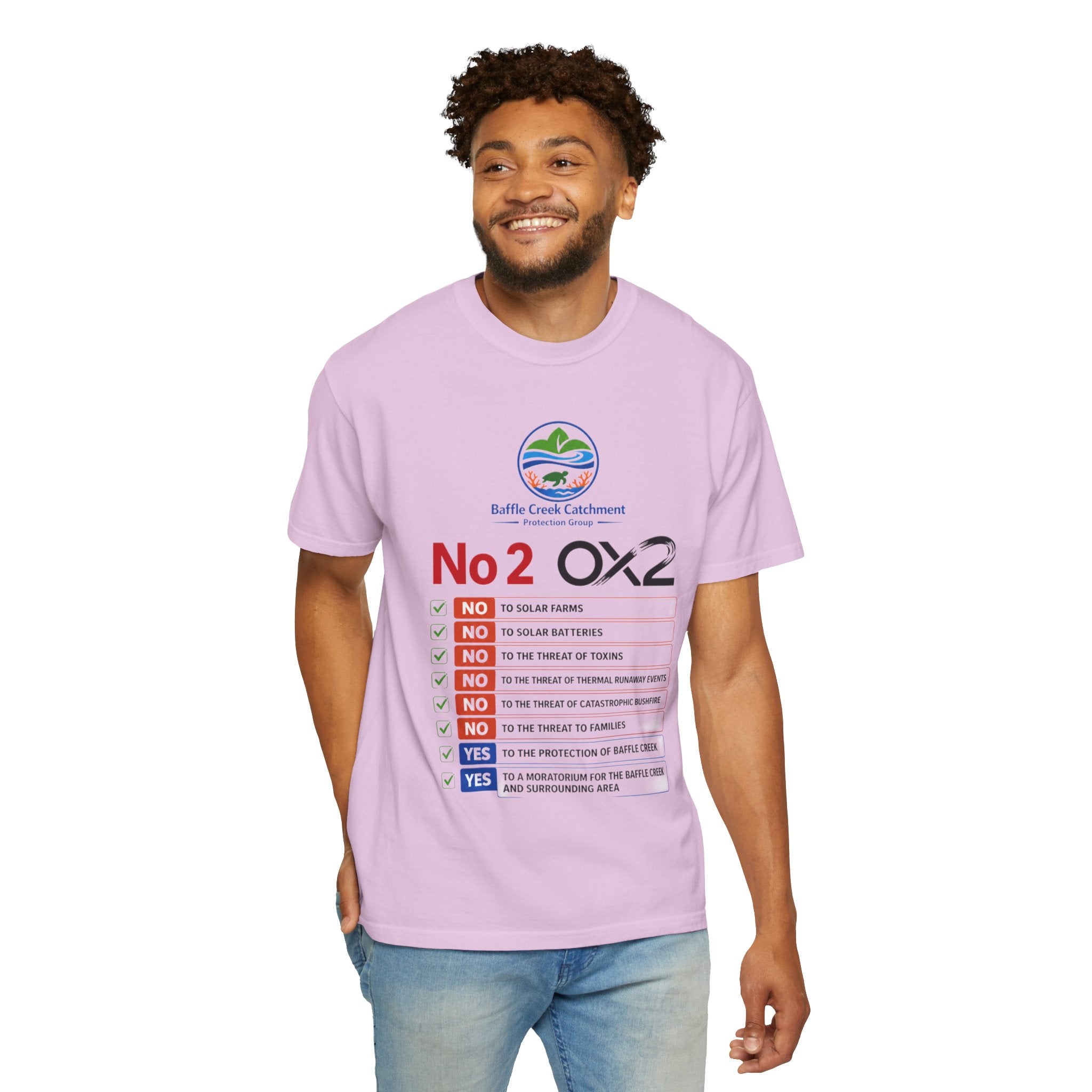 No 2 OX2 Protest T-Shirt — Baffle Creek Catchment Environmental Campaign Tee