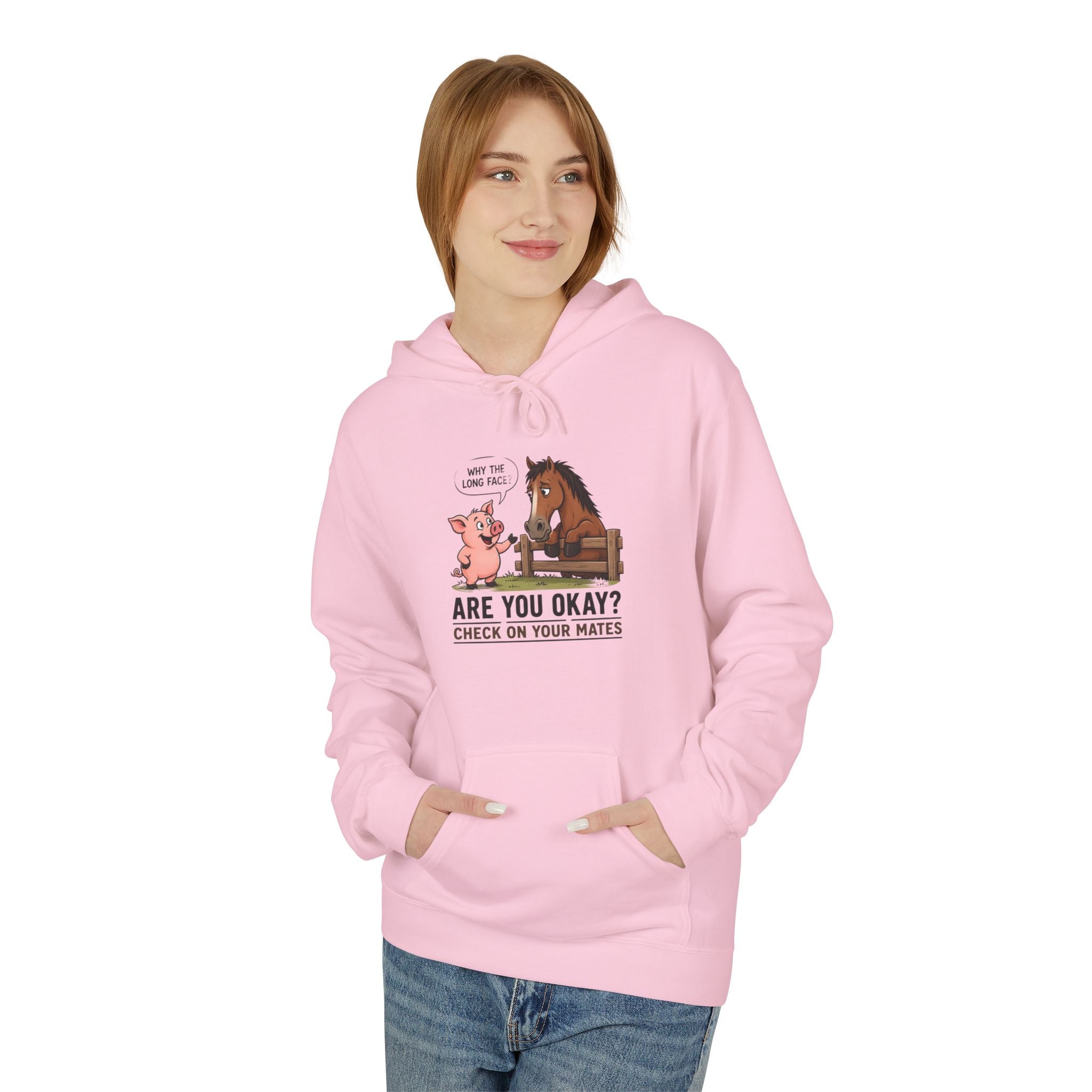 Hoodie - "Why the Long Face?" Are You Okay? Check On Your Mates Mental Health Graphic