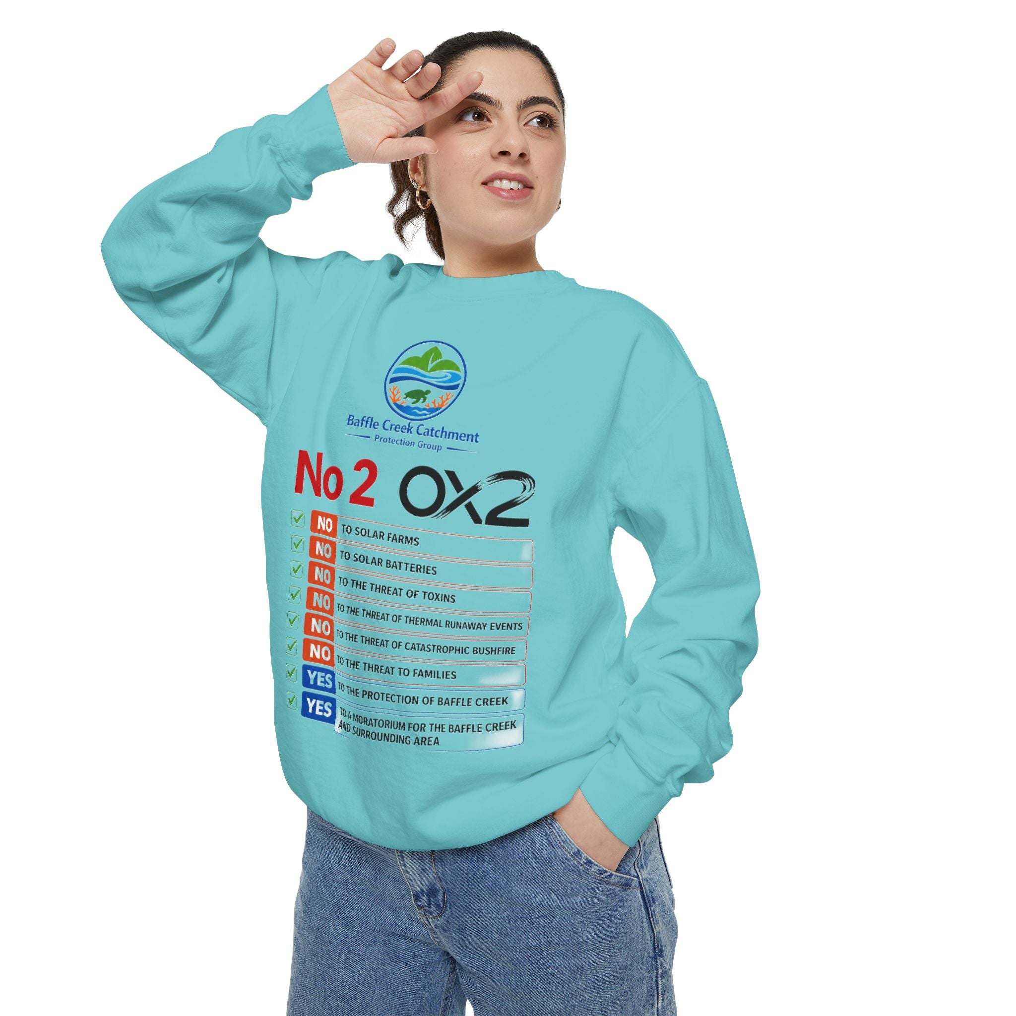 No 2 OX2 Checklist Sweatshirt — Baffle Creek Landowners Humor Crewneck