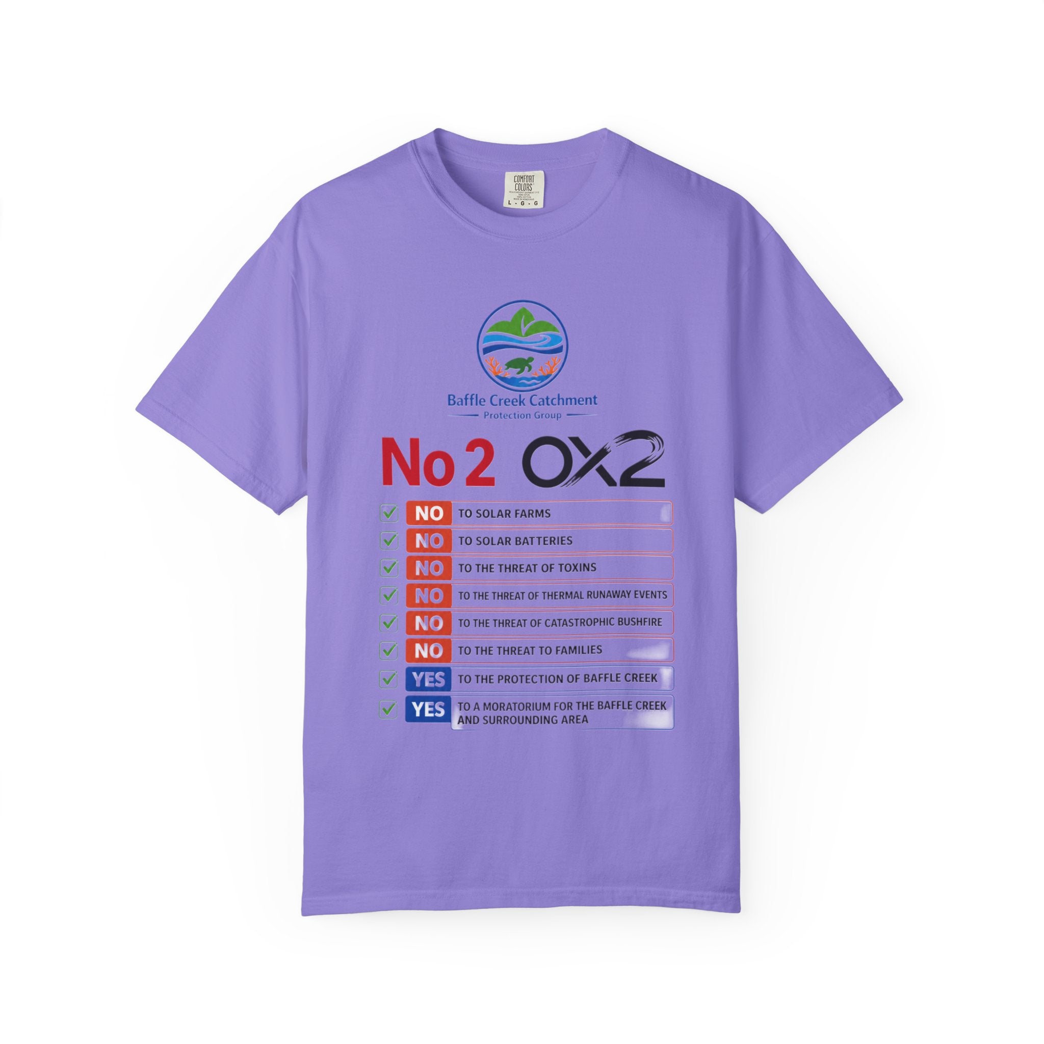 No 2 OX2 Protest T-Shirt — Baffle Creek Catchment Environmental Campaign Tee