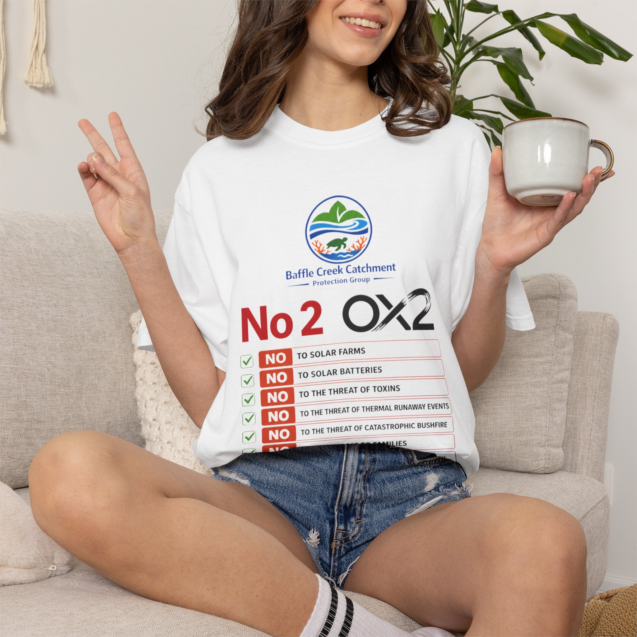 No 2 OX2 Protest T-Shirt — Baffle Creek Catchment Environmental Campaign Tee