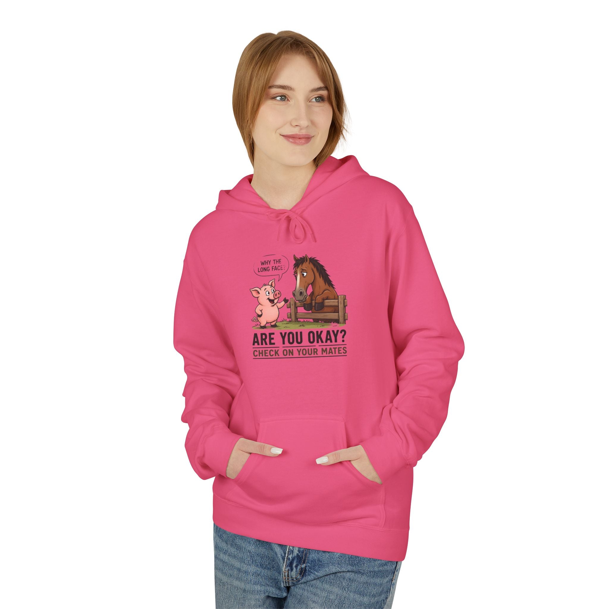 Hoodie - "Why the Long Face?" Are You Okay? Check On Your Mates Mental Health Graphic