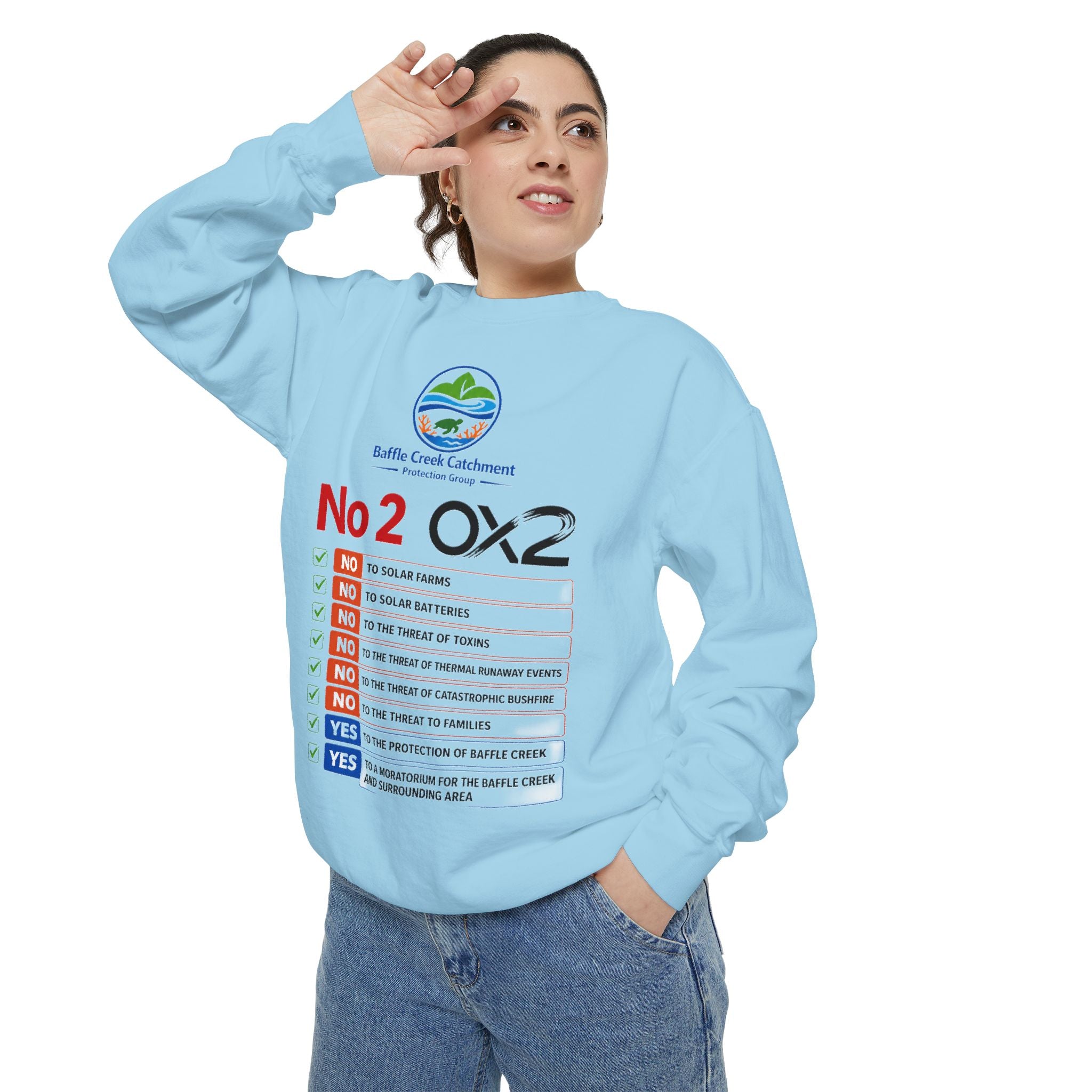 No 2 OX2 Checklist Sweatshirt — Baffle Creek Landowners Humor Crewneck