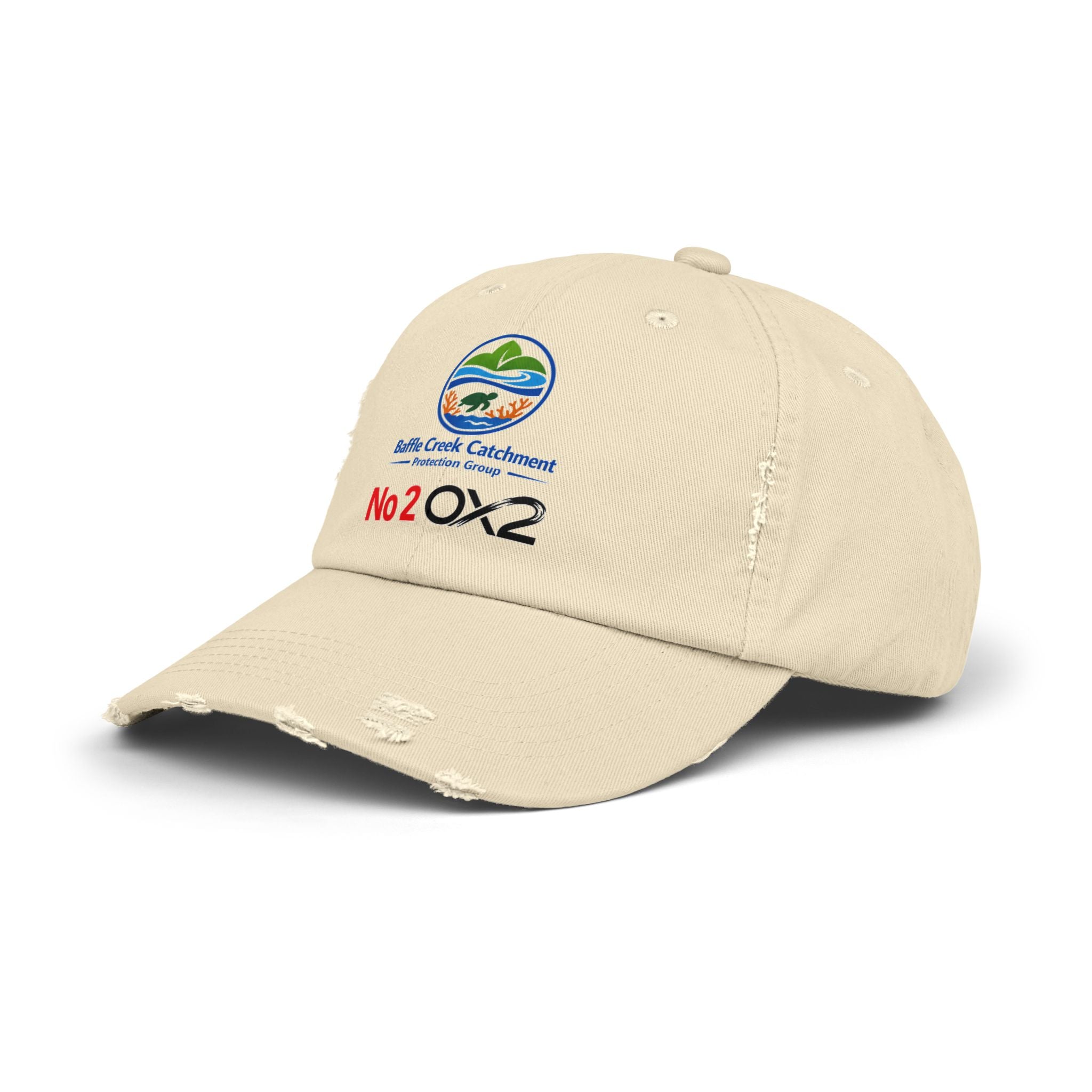 Baffle Creek Catchment Distressed Cap — 'No 2 OX2' Logo Baseball Hat