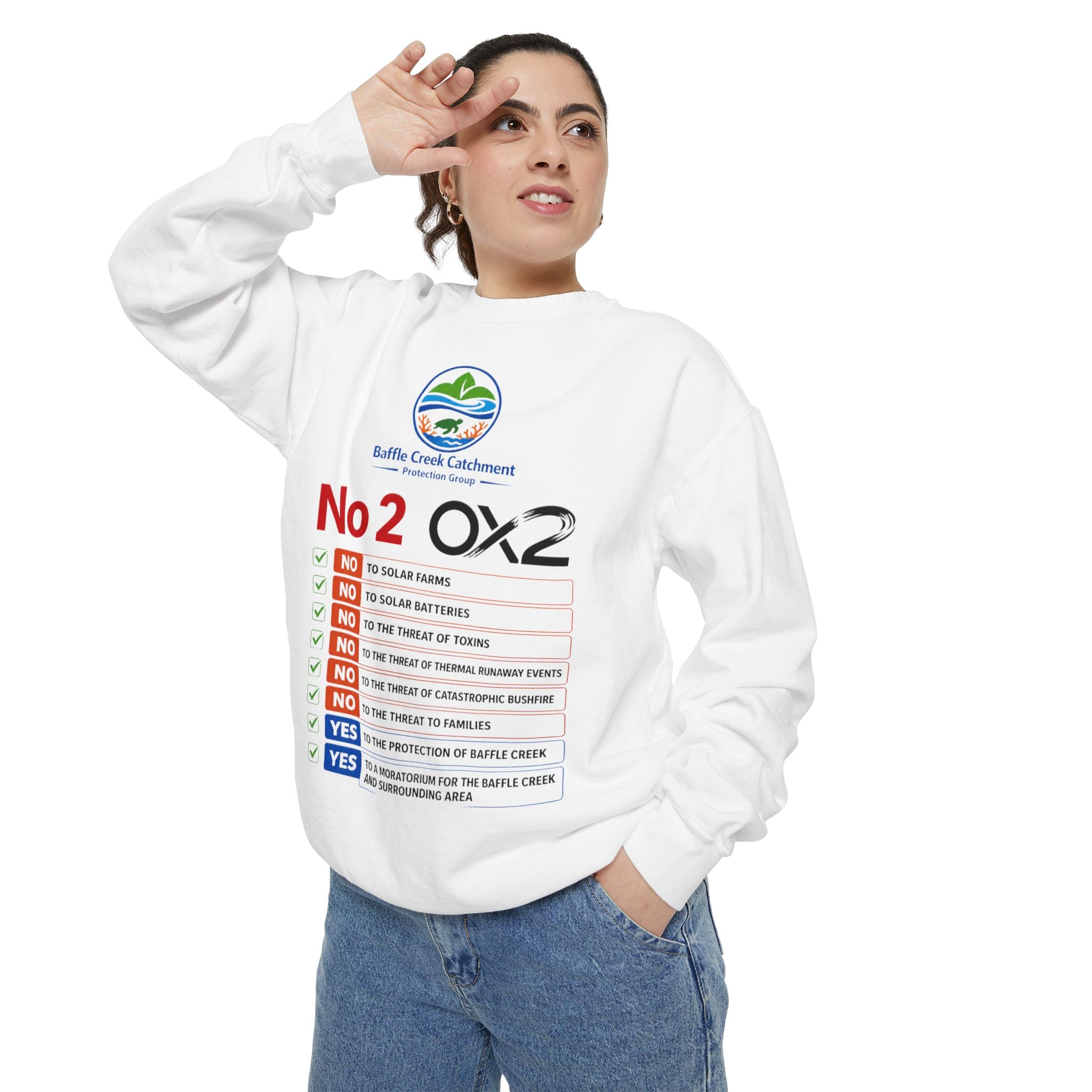 No 2 OX2 Checklist Sweatshirt — Baffle Creek Landowners Humor Crewneck