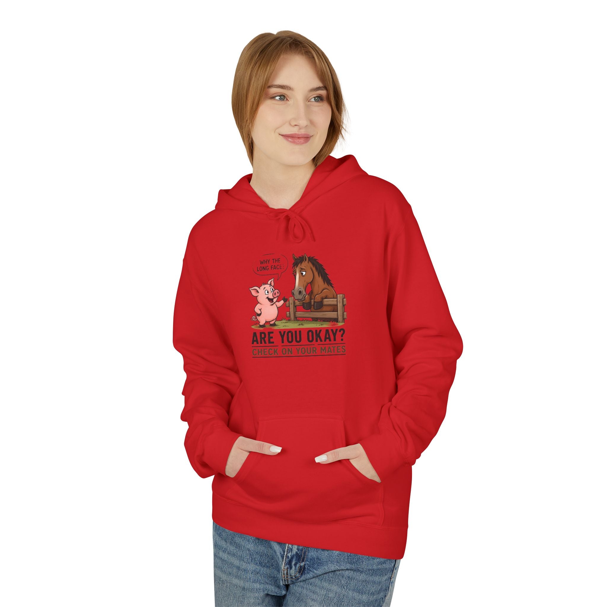 Hoodie - "Why the Long Face?" Are You Okay? Check On Your Mates Mental Health Graphic