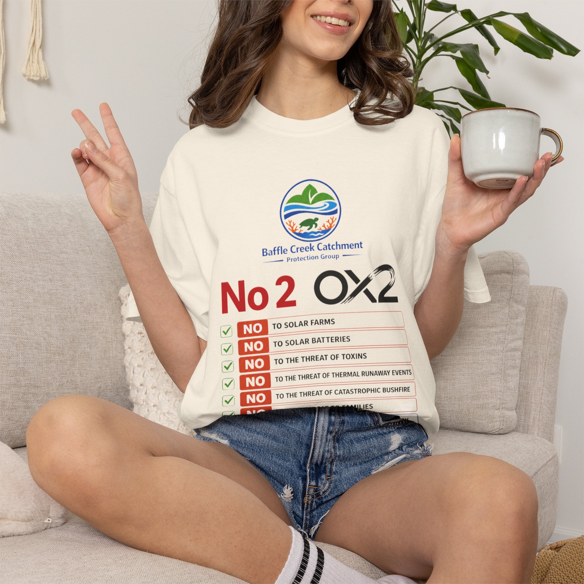 No 2 OX2 Protest T-Shirt — Baffle Creek Catchment Environmental Campaign Tee