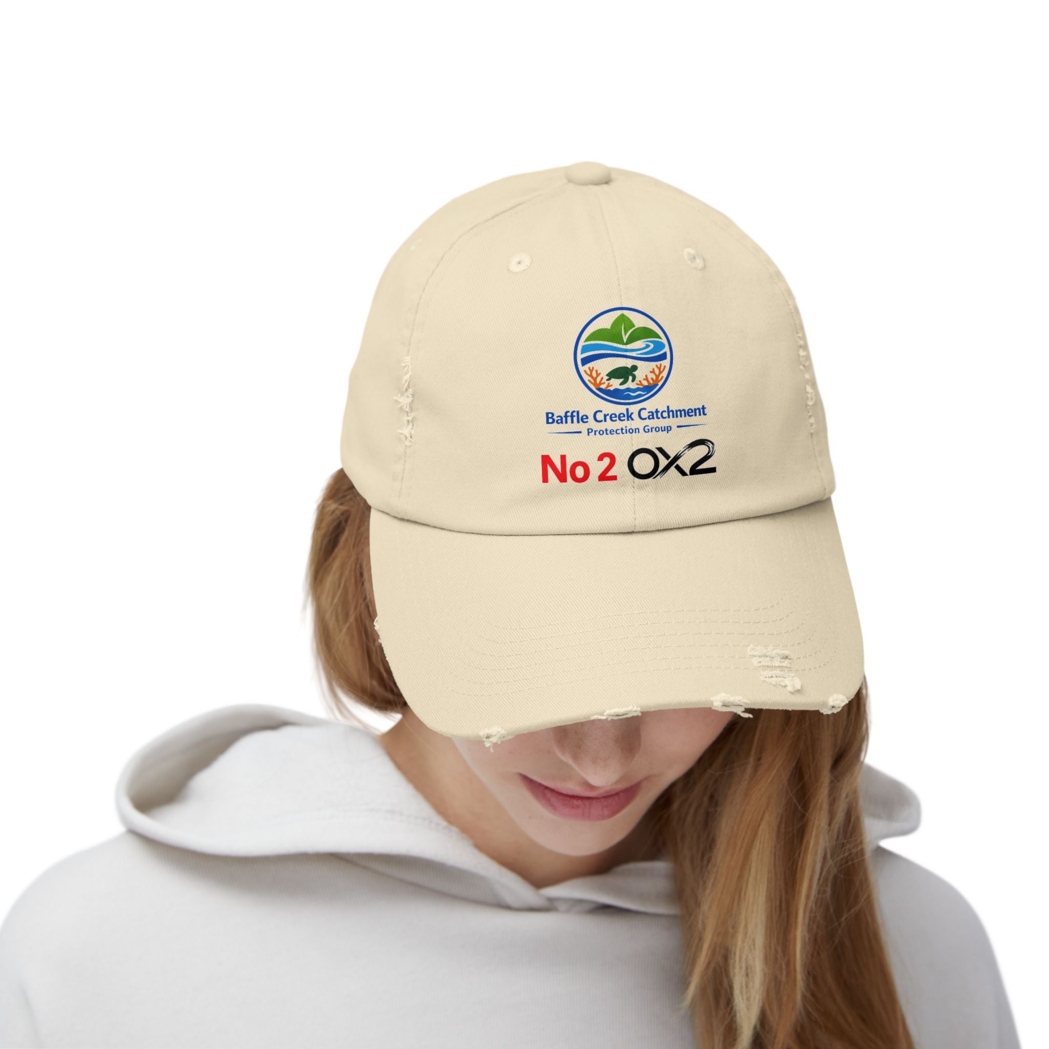 Baffle Creek Catchment Distressed Cap — 'No 2 OX2' Logo Baseball Hat