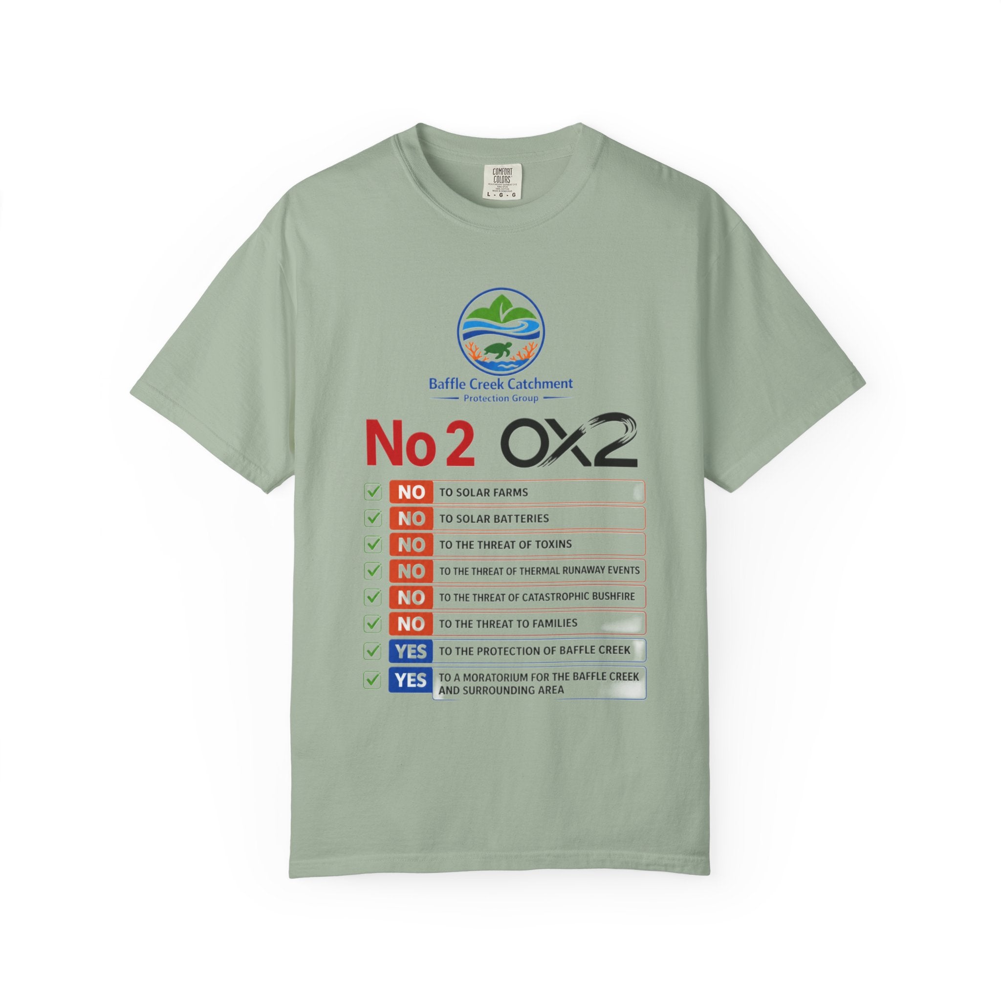No 2 OX2 Protest T-Shirt — Baffle Creek Catchment Environmental Campaign Tee