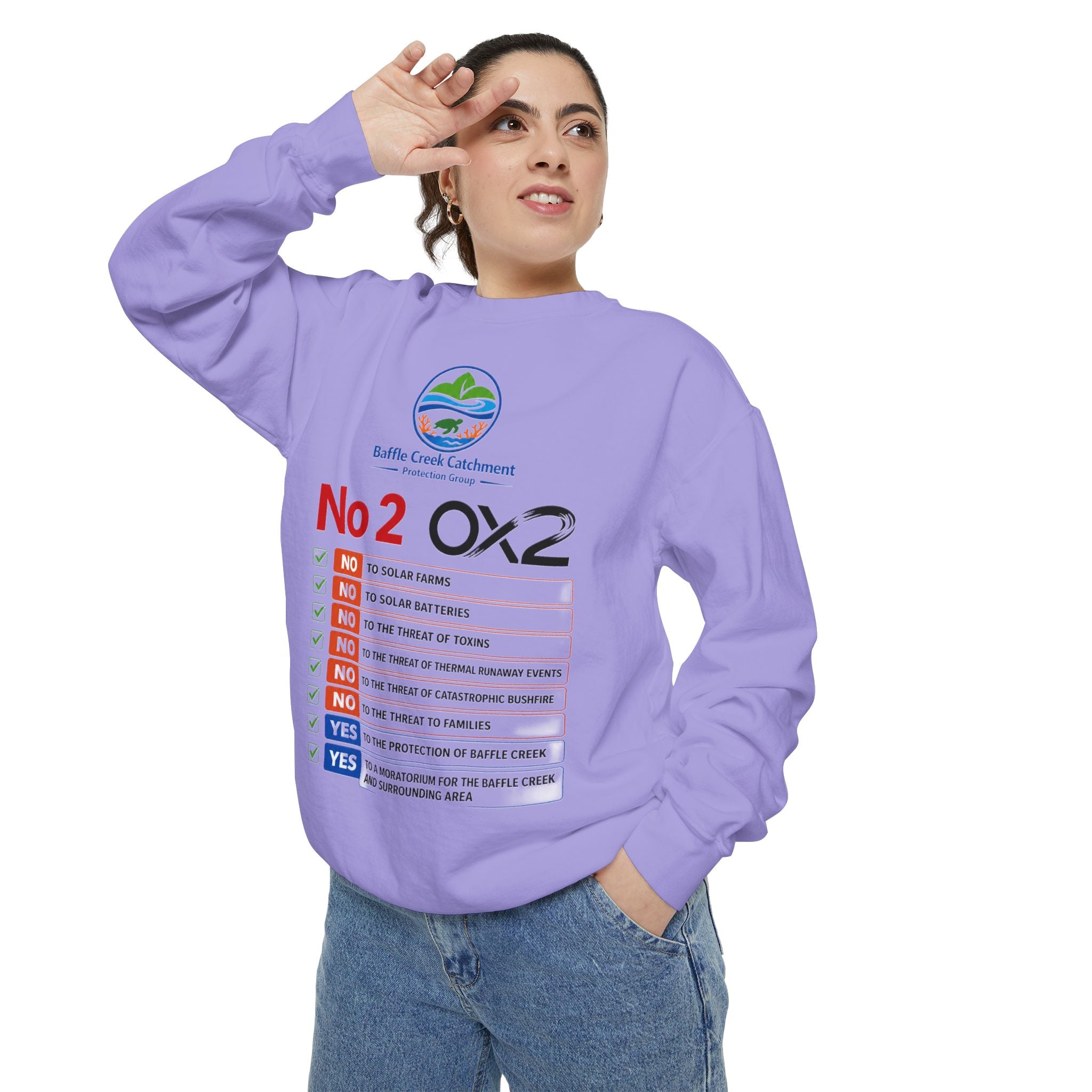 No 2 OX2 Checklist Sweatshirt — Baffle Creek Landowners Humor Crewneck