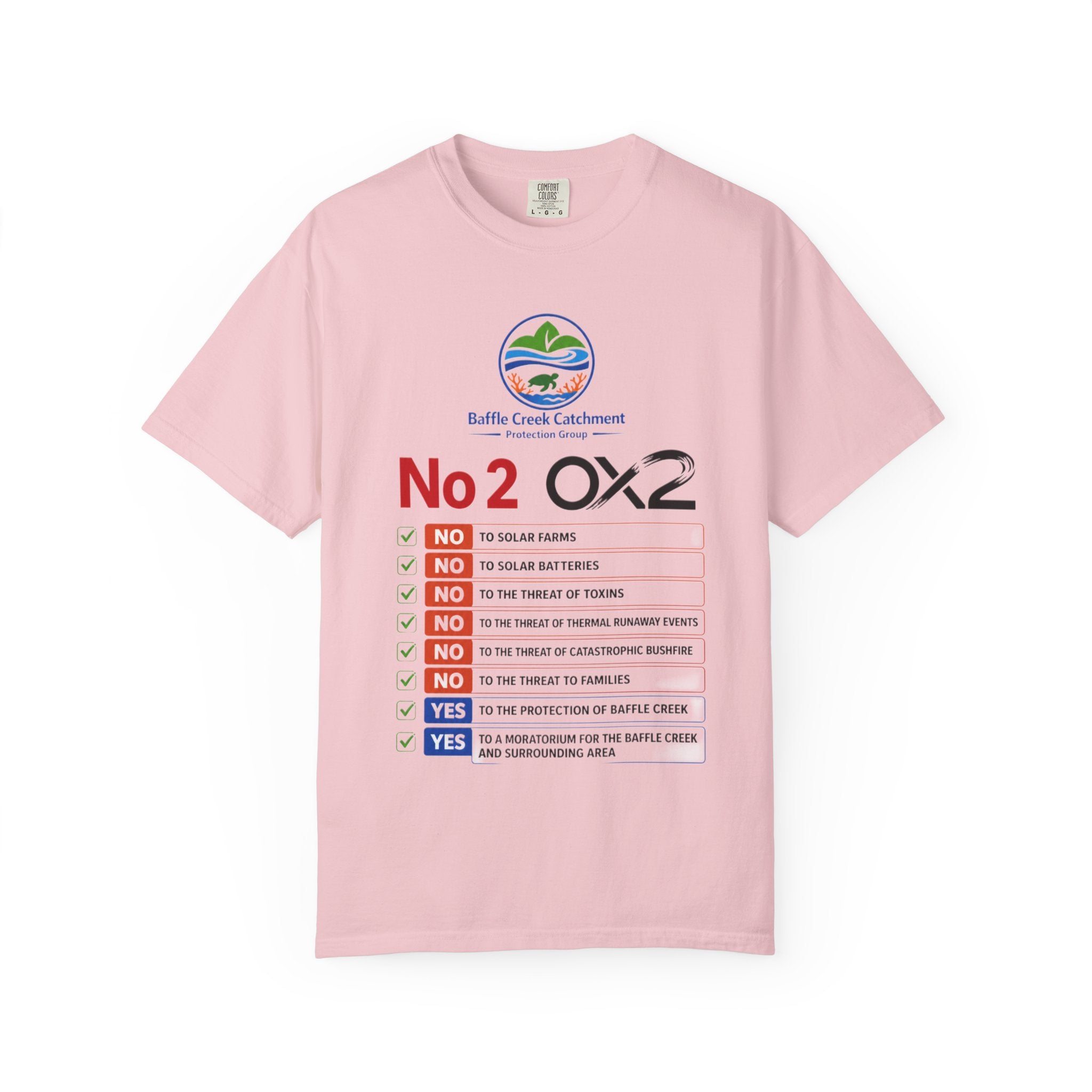 No 2 OX2 Protest T-Shirt — Baffle Creek Catchment Environmental Campaign Tee