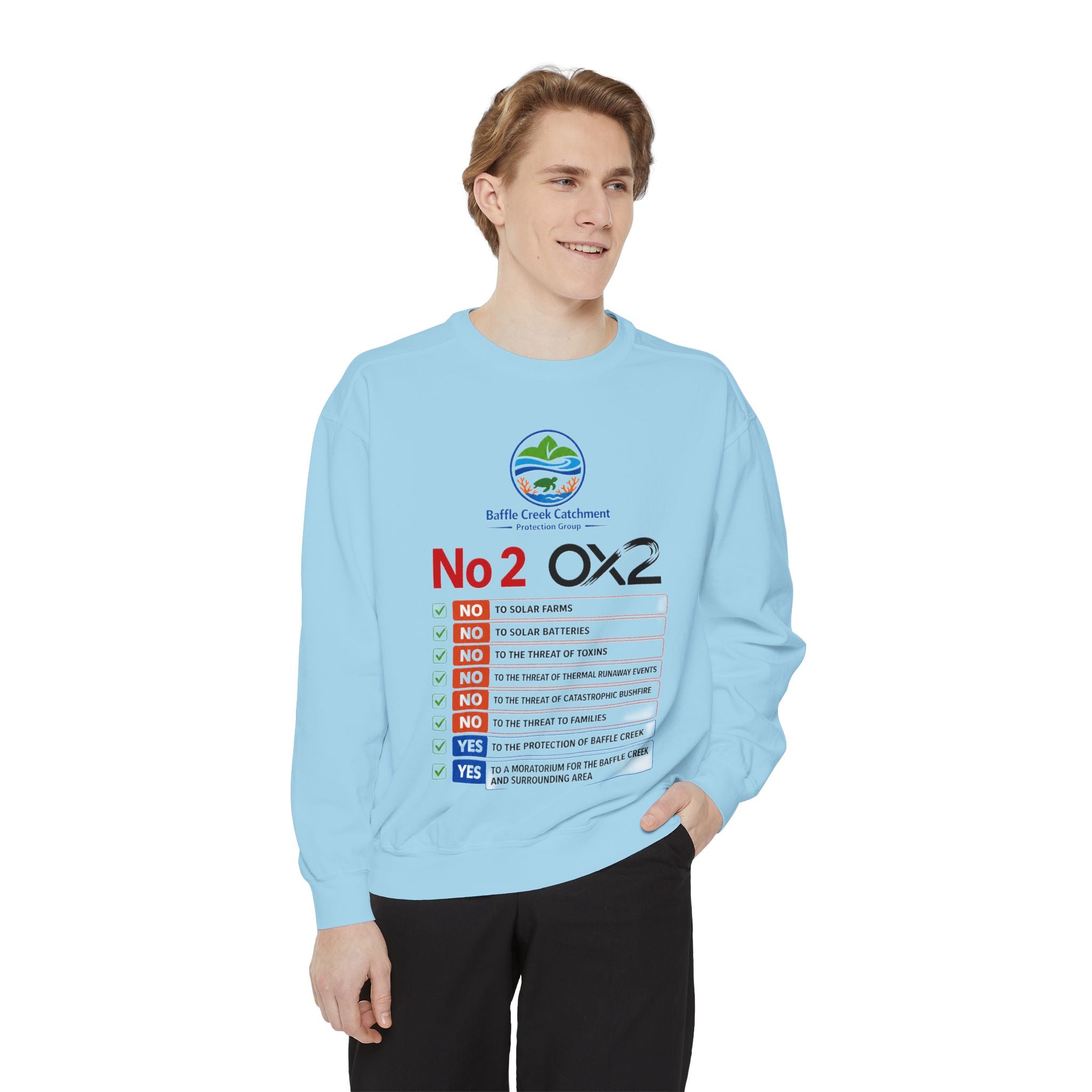 No 2 OX2 Checklist Sweatshirt — Baffle Creek Landowners Humor Crewneck
