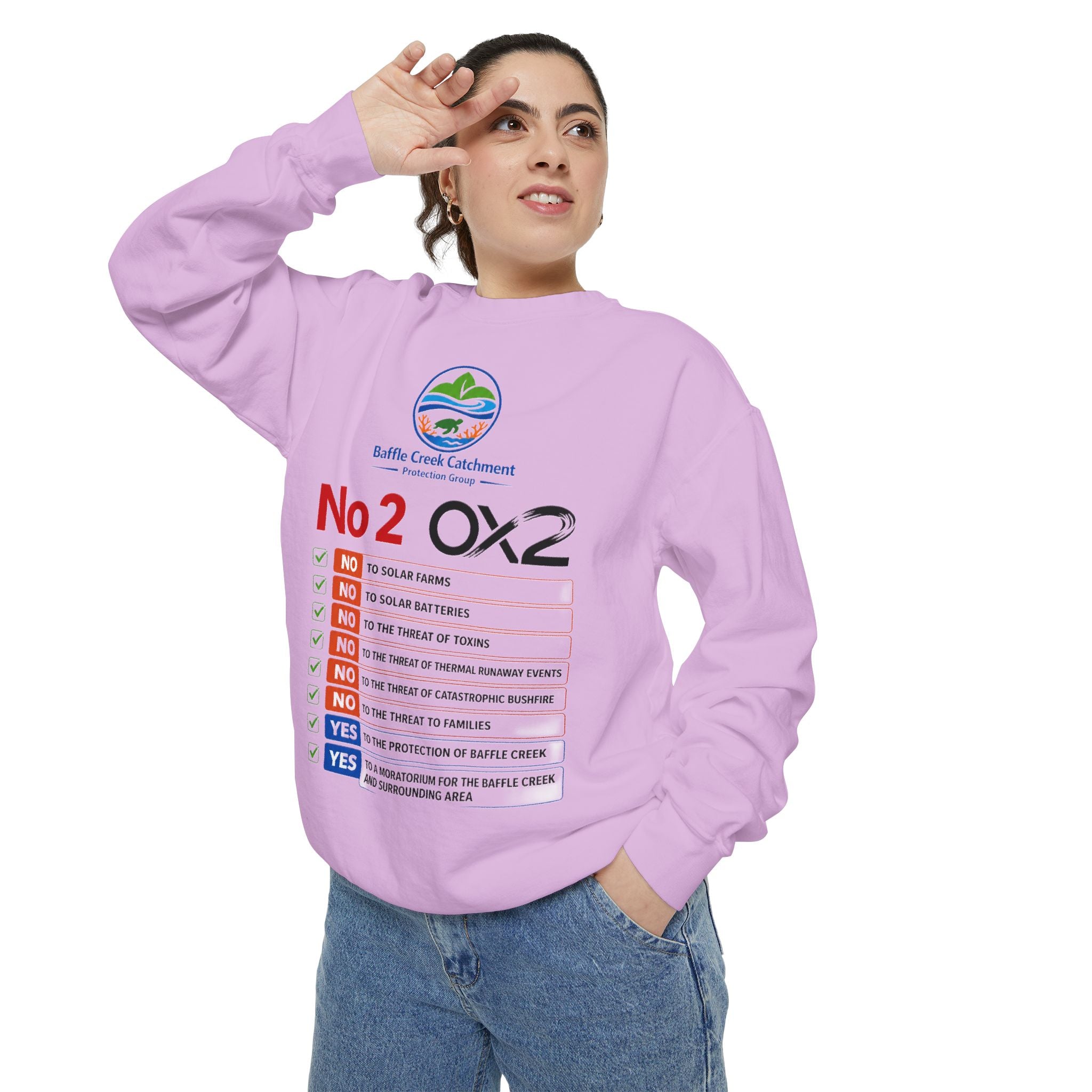No 2 OX2 Checklist Sweatshirt — Baffle Creek Landowners Humor Crewneck