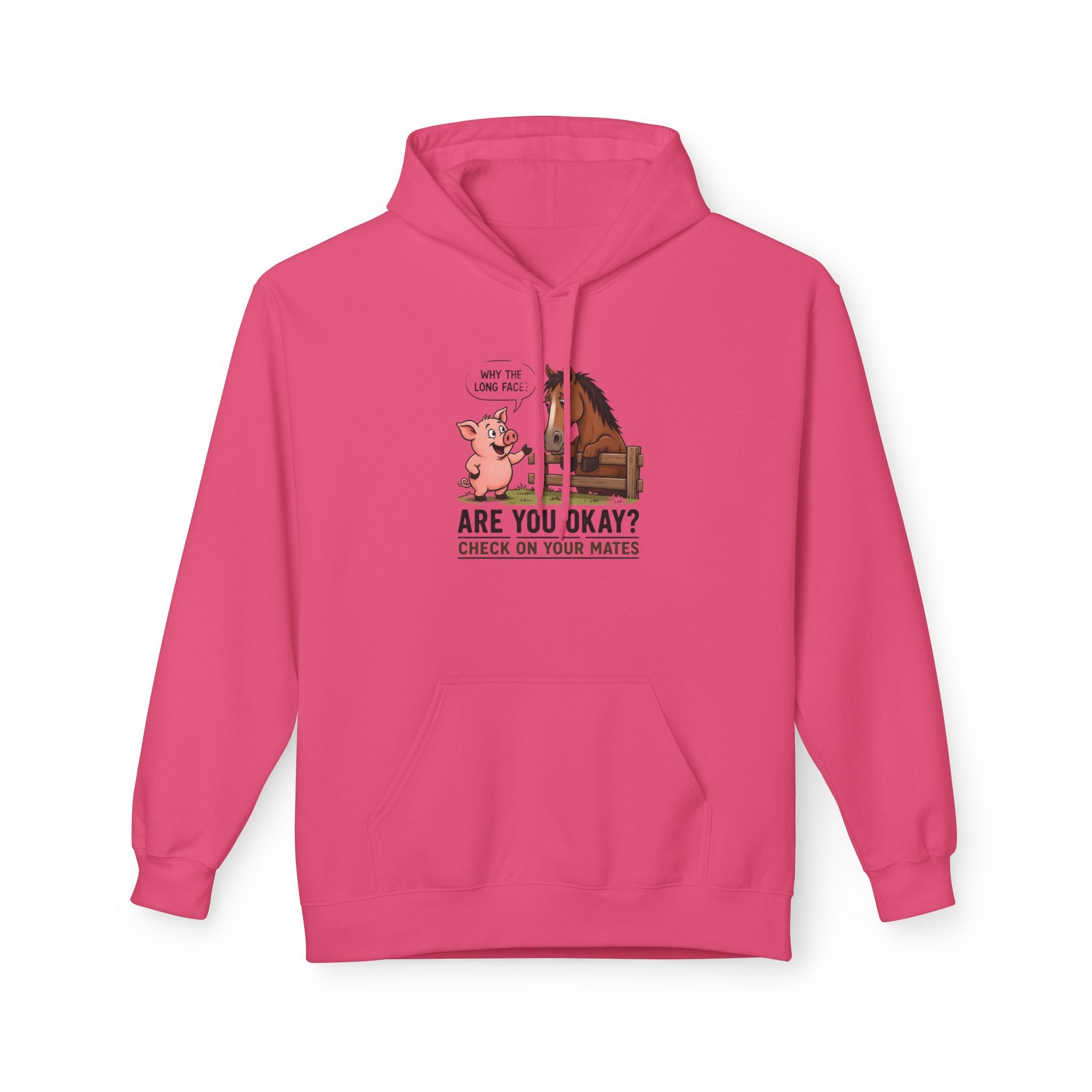 Hoodie - "Why the Long Face?" Are You Okay? Check On Your Mates Mental Health Graphic