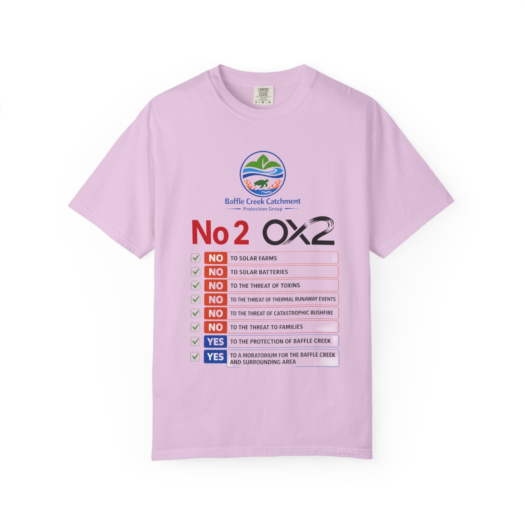 No 2 OX2 Protest T-Shirt — Baffle Creek Catchment Environmental Campaign Tee