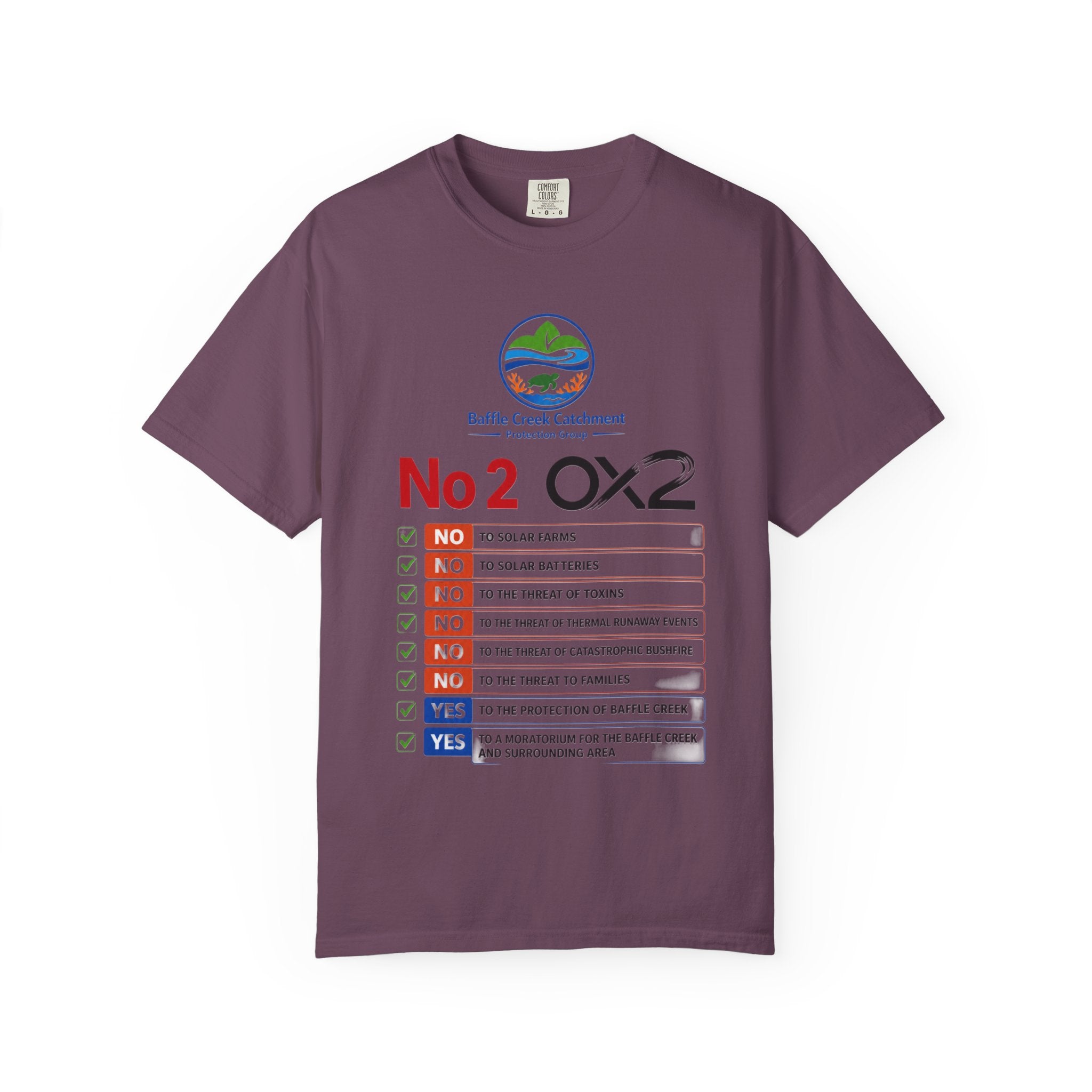 No 2 OX2 Protest T-Shirt — Baffle Creek Catchment Environmental Campaign Tee